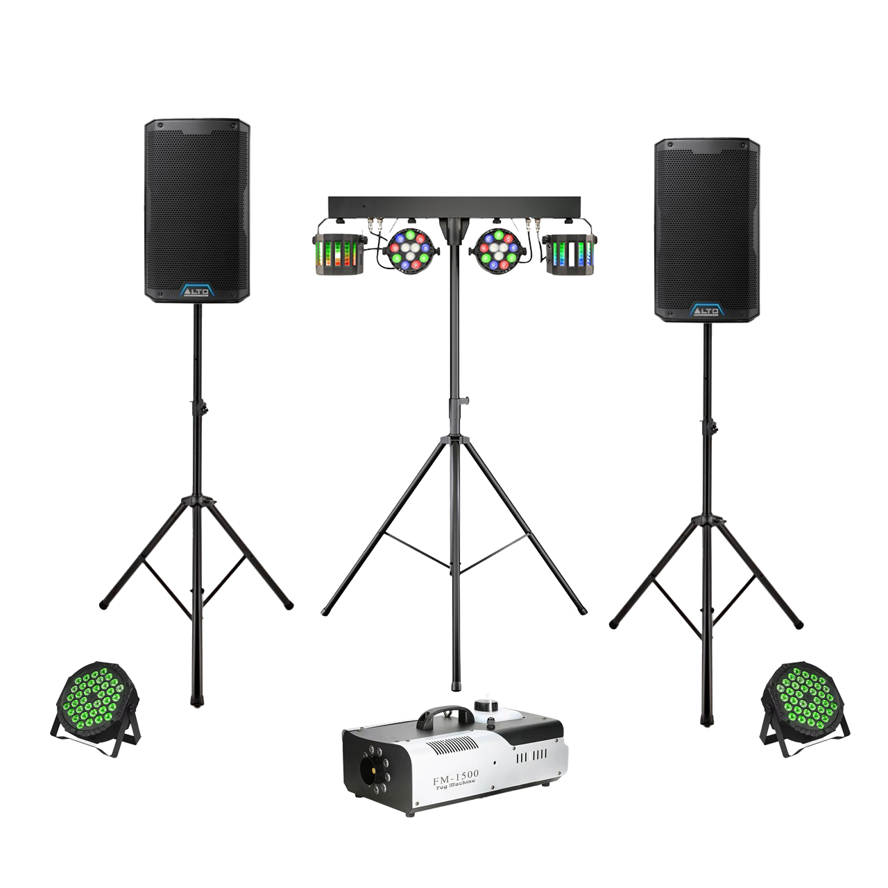 Barnkalaspaket – komplett ljud- och ljuspaket med högtalare, färgglada ljuseffekter och rökmaskin för barnkalas och fest.